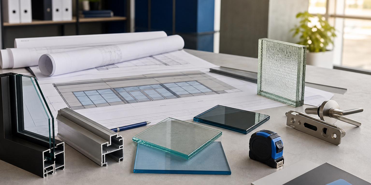 article-3-20260831-173053-7250a2 Architect reviewing documents for a custom quote for commercial glass and aluminum storefront materials