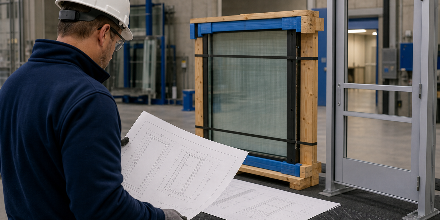 can-fire-rated-glass-be-custom-cut-dimensions-ordering-and-project-considerations Can Fire-Rated Glass Be Custom Cut? Dimensions, Ordering, And Project Considerations: glazing professional verifying dimensions for custom-cut fire-rated glass